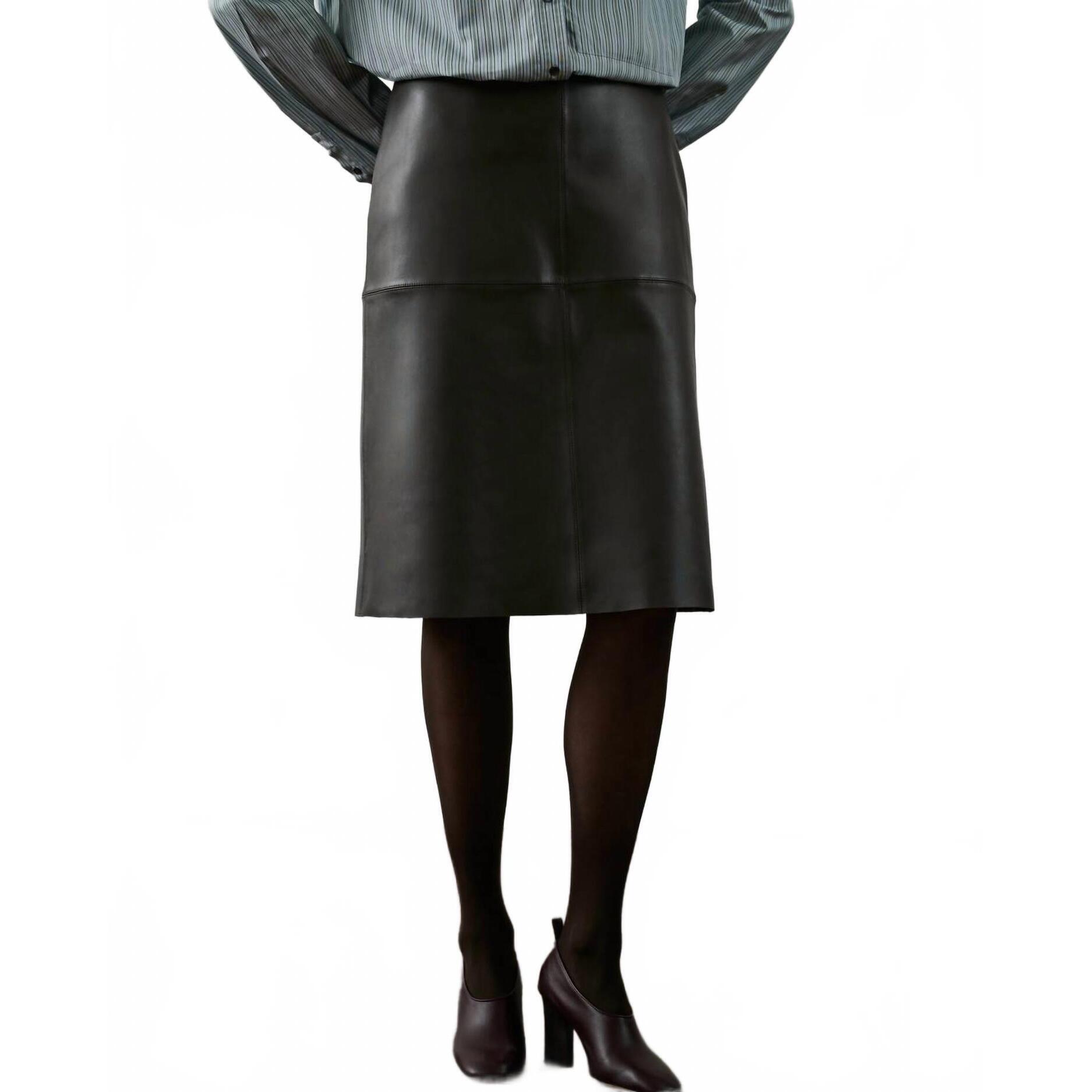 New Soeur Gwen Leather Skirt In Brown Grey